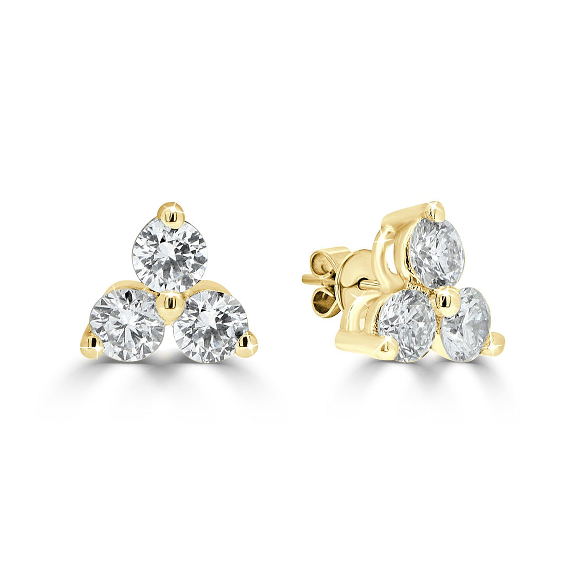 Round Brilliant Cut Diamond Cluster Trilogy Stud Earrings