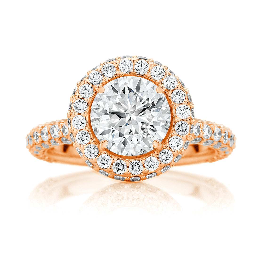Round Brilliant Cut with Domed Micro Pavé Halo Engagement Ring