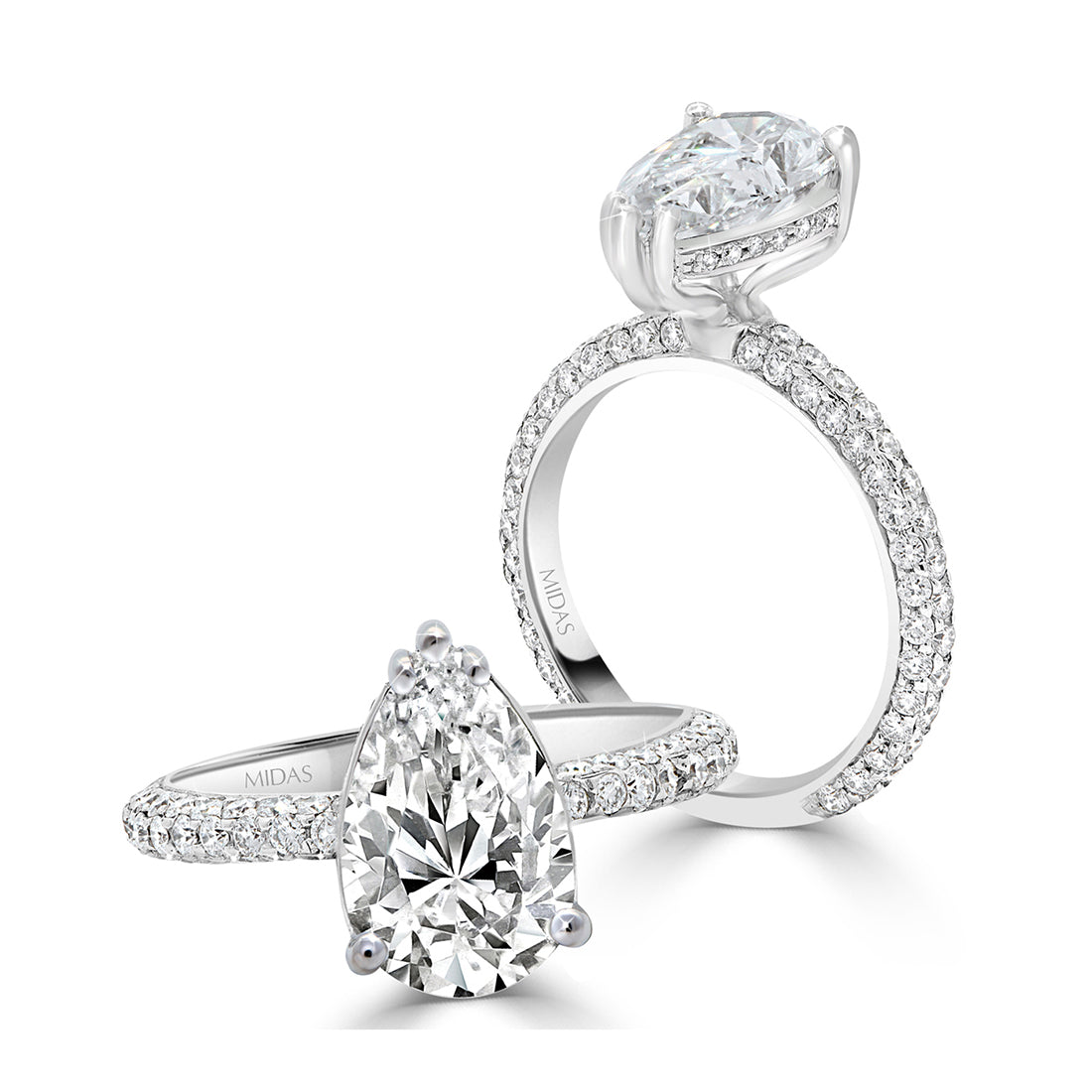 Pear Cut Pavé Band Diamond Engagement Ring