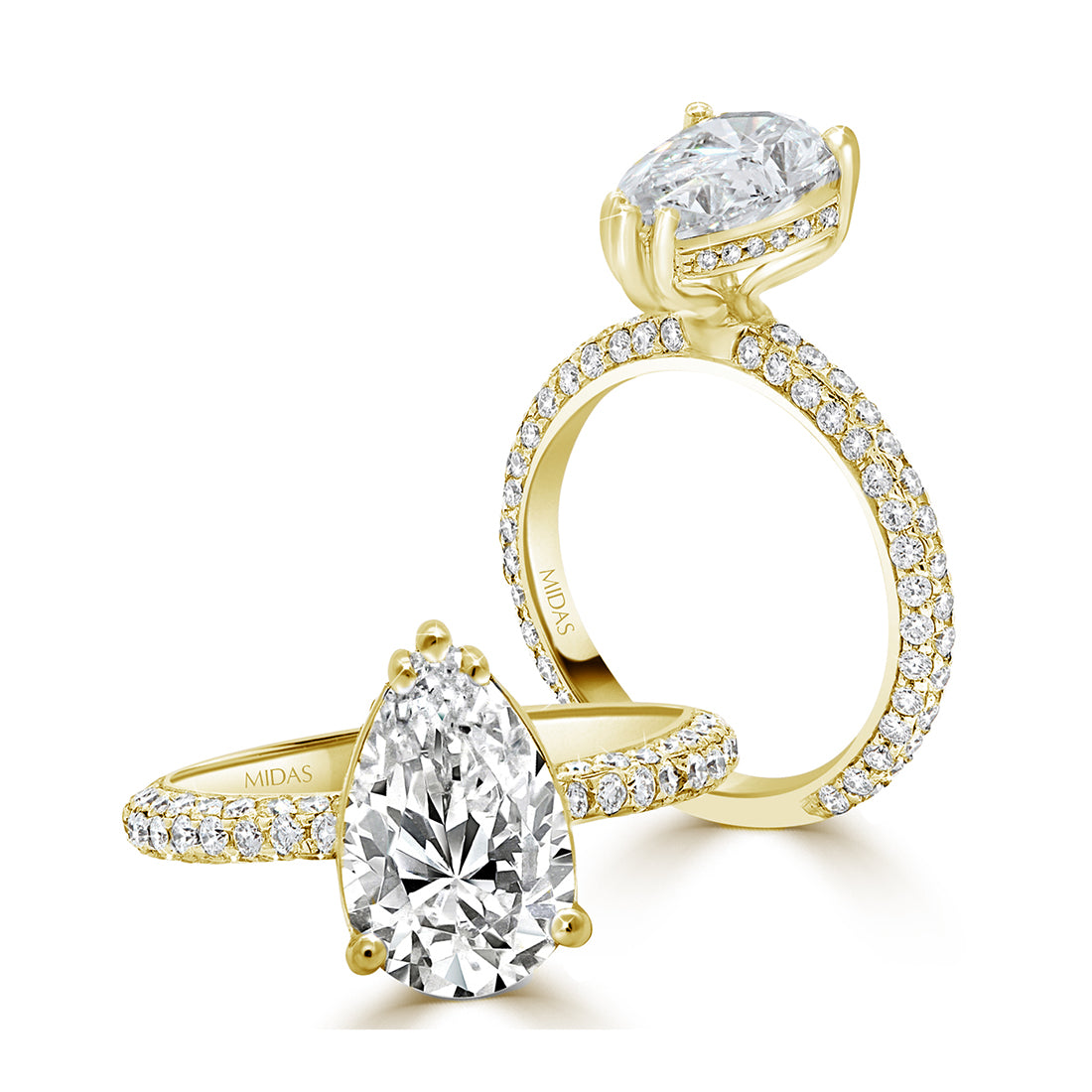 Pear Cut Pavé Band Diamond Engagement Ring