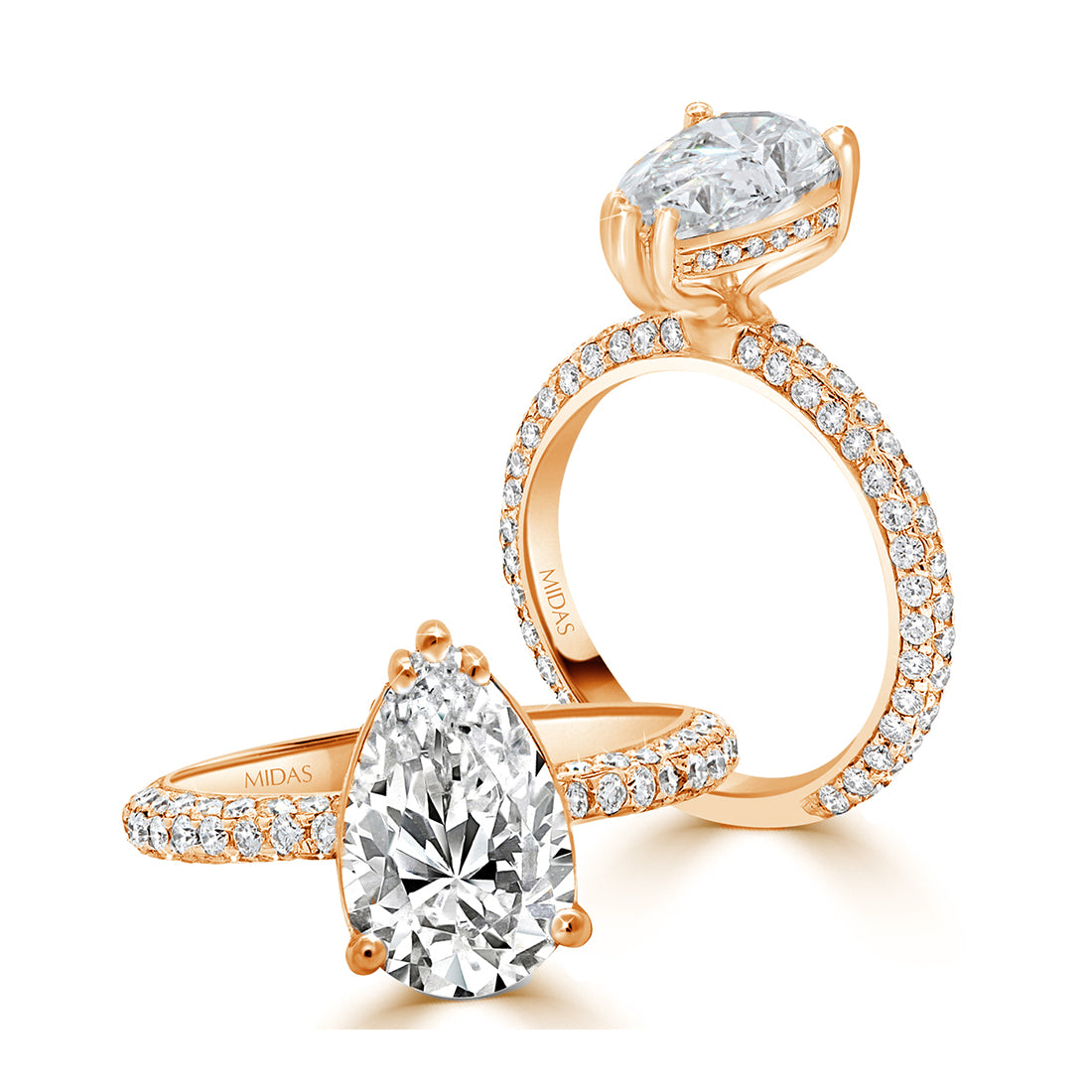 Pear Cut Pavé Band Diamond Engagement Ring
