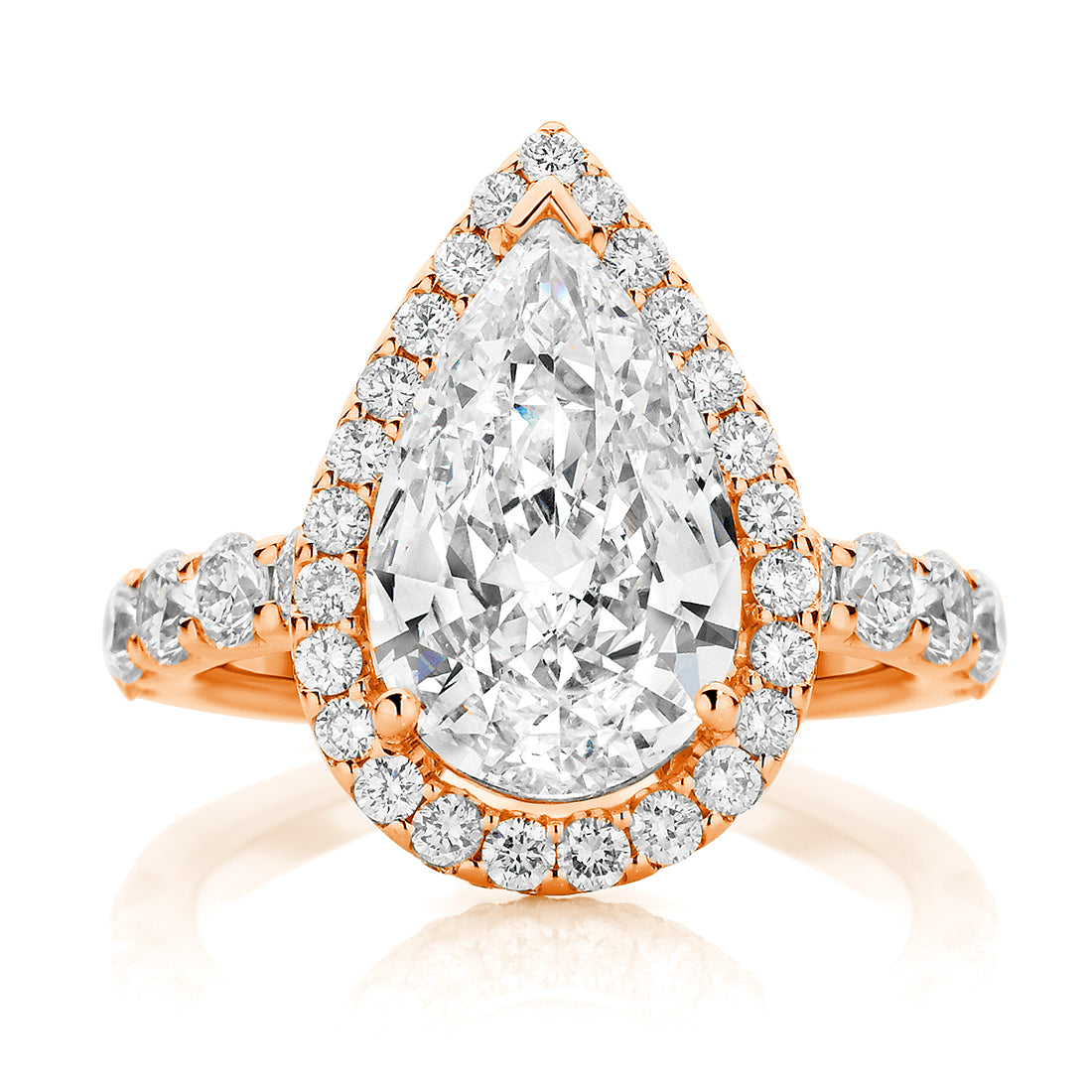 Pear Cut Round Halo with Cathedral Band Diamond Engagement Ring
