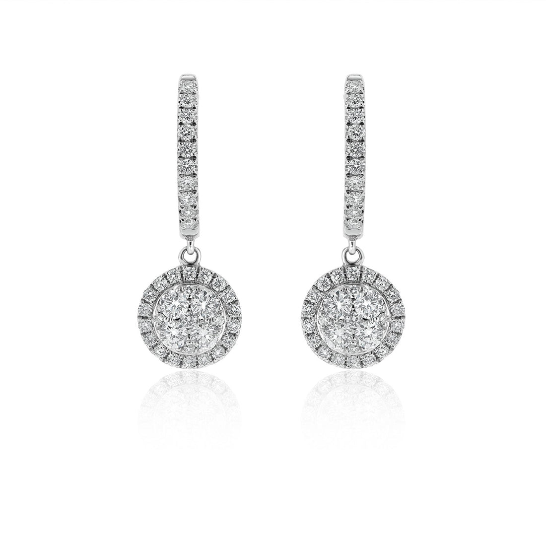 Diamond Earrings Circle Cluster Design