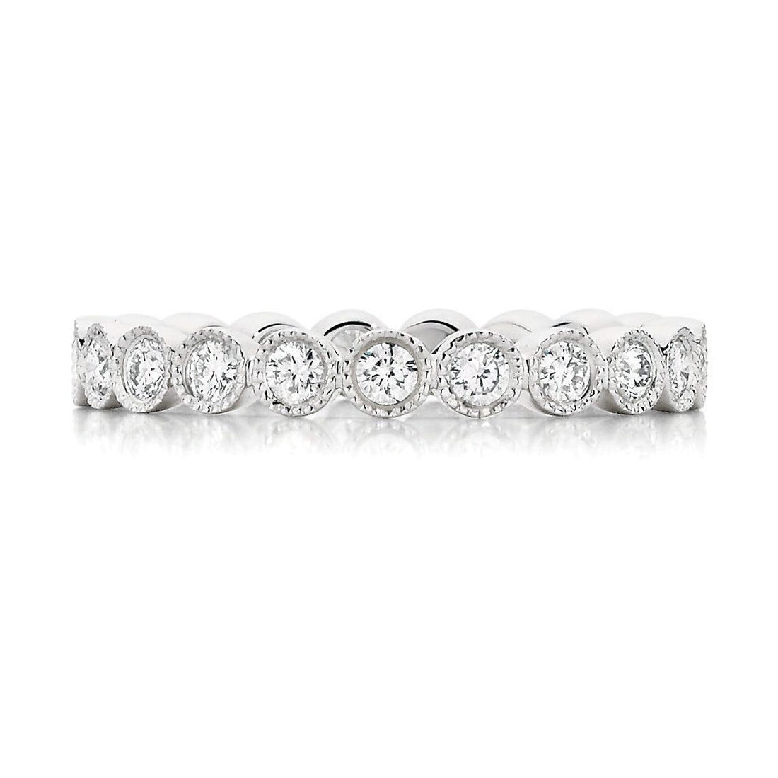 Round Brilliant Cut Milgrain Bezel Wedding Band