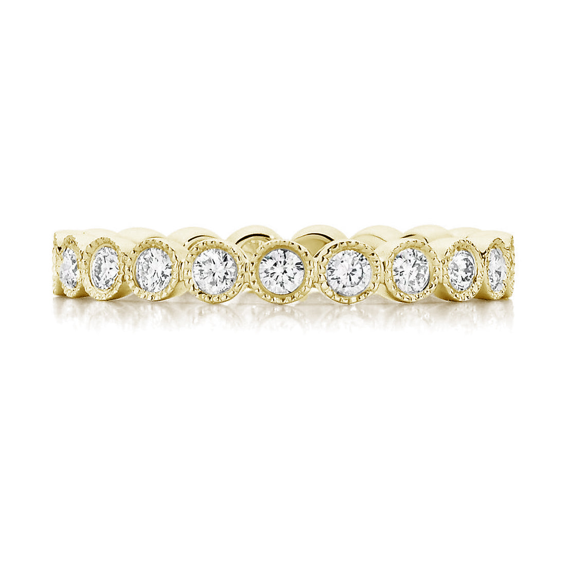 Round Brilliant Cut Milgrain Bezel Wedding Band
