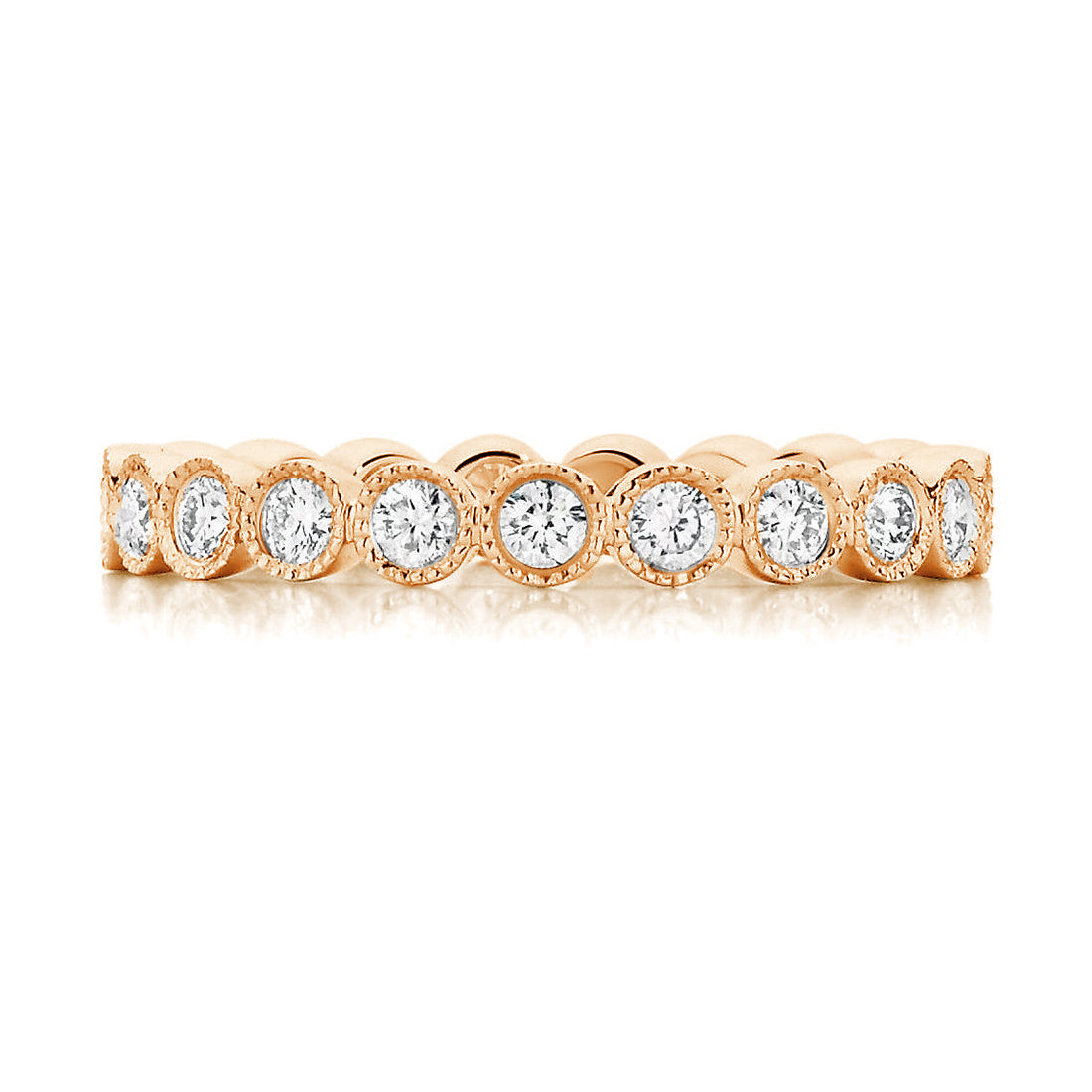 Round Brilliant Cut Milgrain Bezel Wedding Band