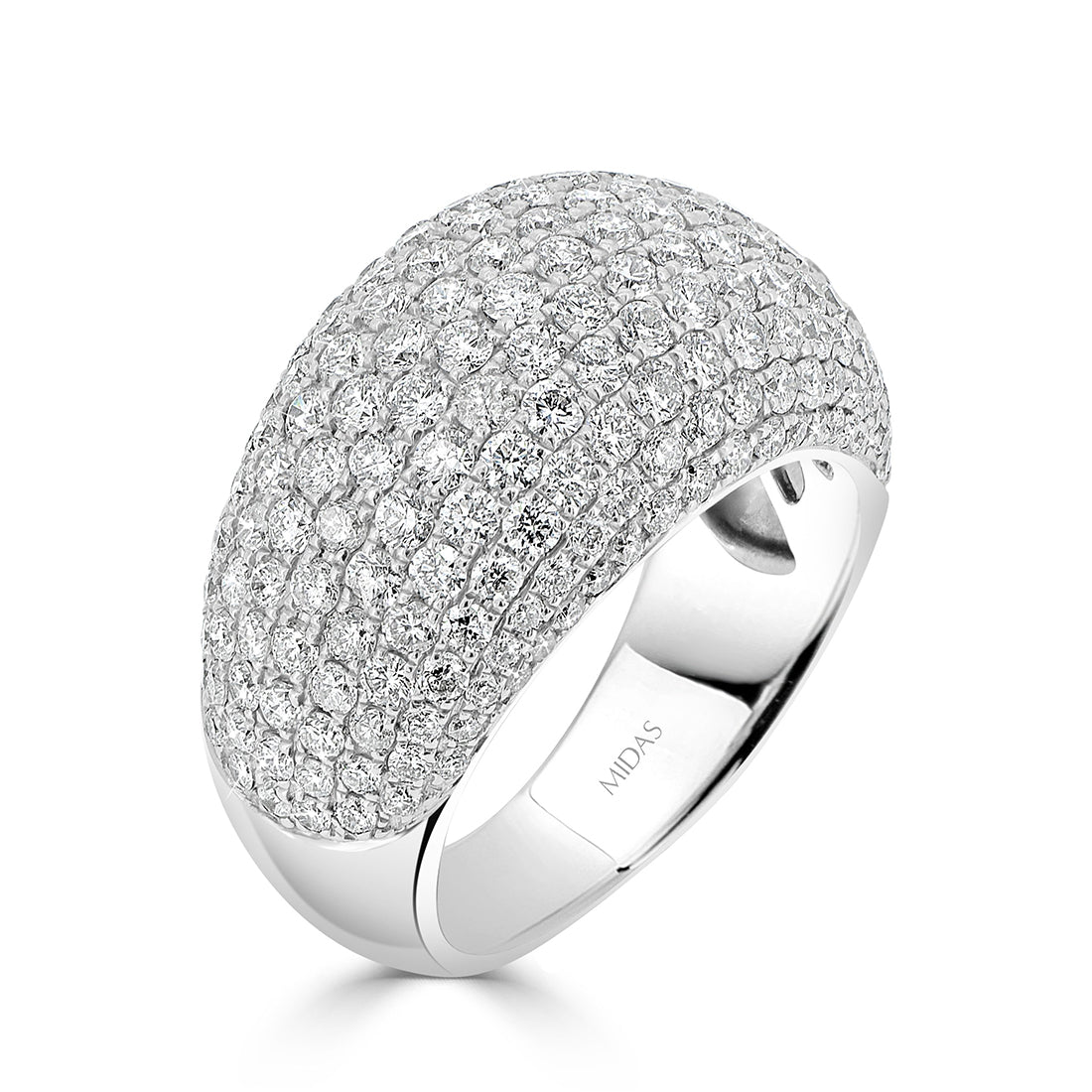 Round Cut Pavé Dome Diamond Ring