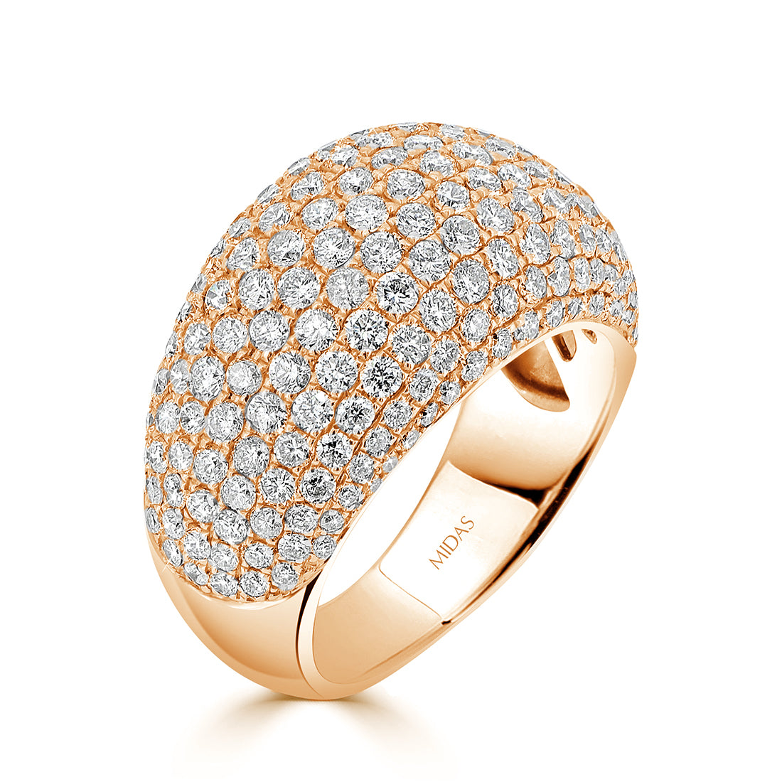 Round Cut Pavé Dome Diamond Ring