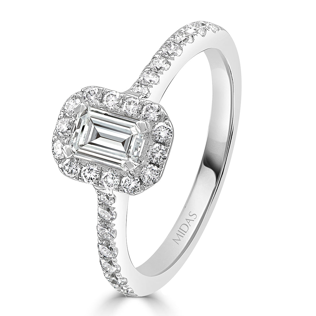 Emerald Cut with Round Brilliant Halo Diamond Engagement Ring