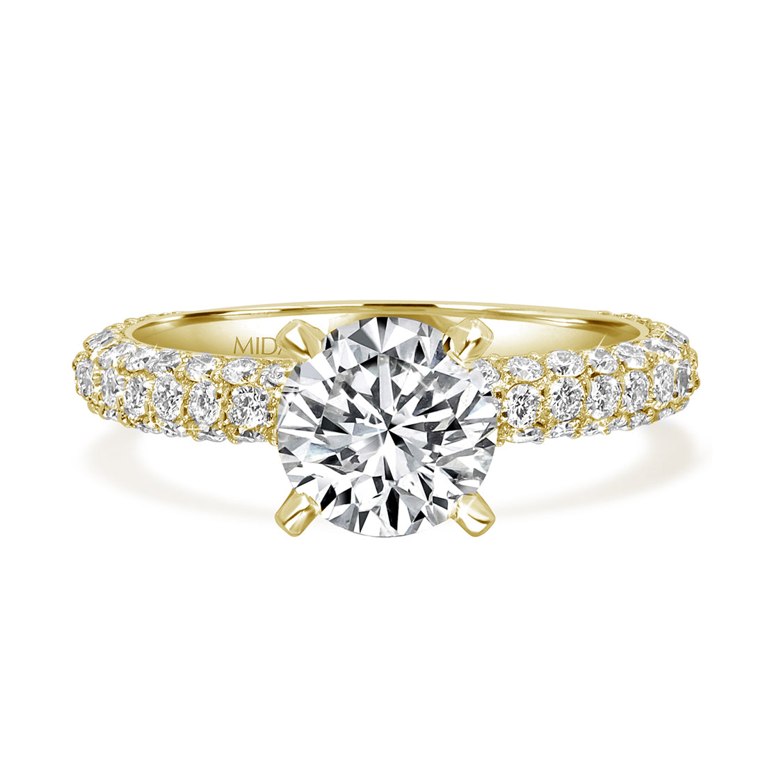 Round Brilliant Cut Pavé Solitaire Diamond Engagement Ring