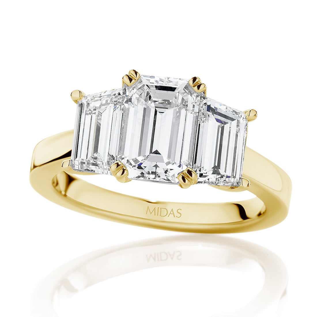 Emerald Cut Trilogy Diamond Engagement Ring