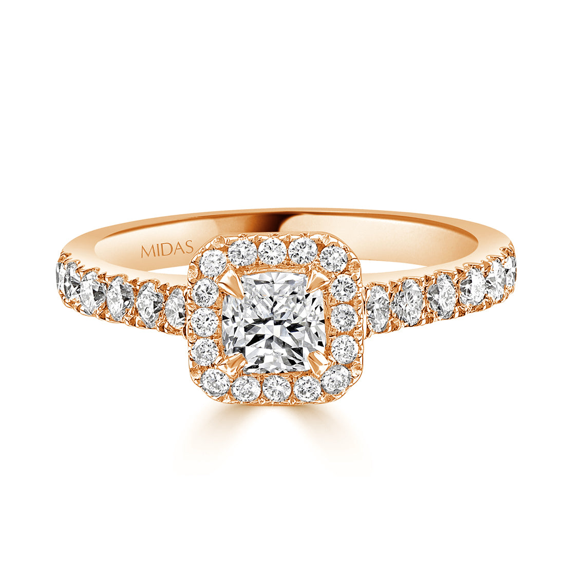 Cushion Cut Four Claw Pavé Halo Diamond Engagement Ring