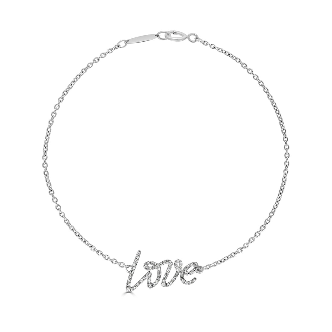 Pavé Diamond Script "Love" Bracelet