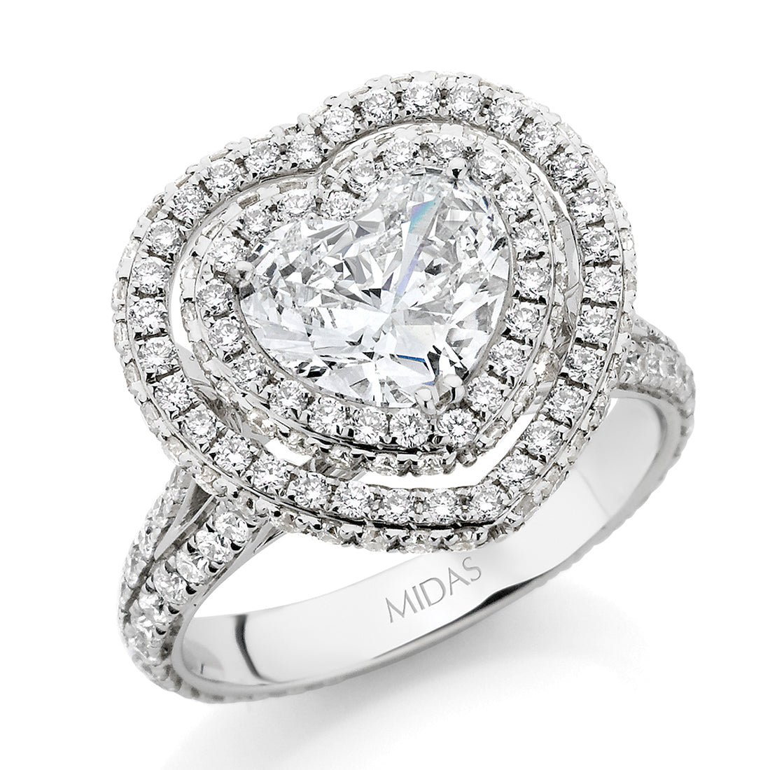 Heart Brilliant with Double Claw Set Halo Engagement Ring