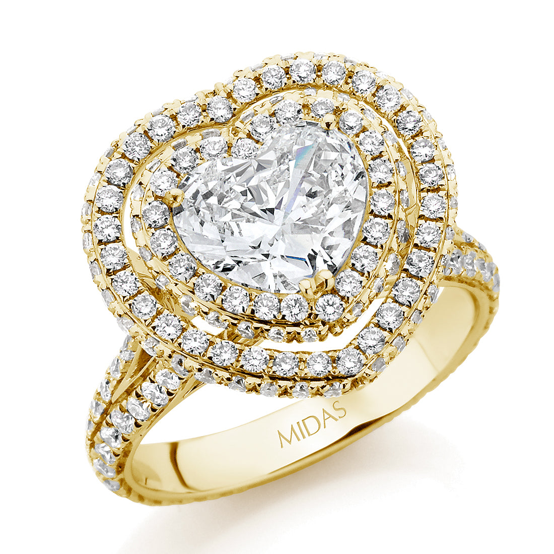 Heart Brilliant with Double Claw Set Halo Engagement Ring