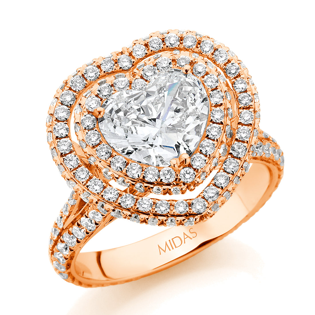 Heart Brilliant with Double Claw Set Halo Engagement Ring
