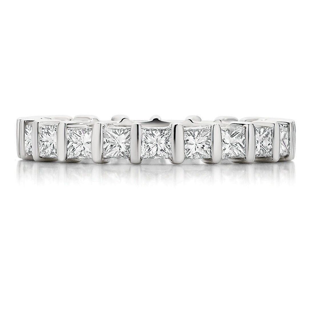 Princess Cut Individually Channel Set Diamond Wedding Band