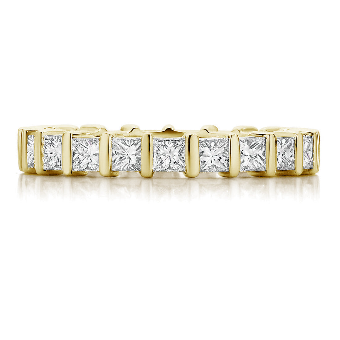 Princess Cut Individually Channel Set Diamond Wedding Band