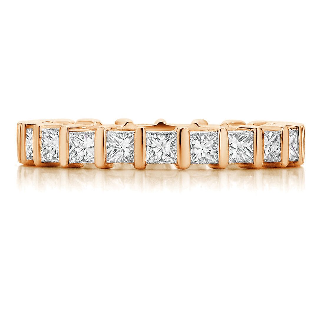 Princess Cut Individually Channel Set Diamond Wedding Band
