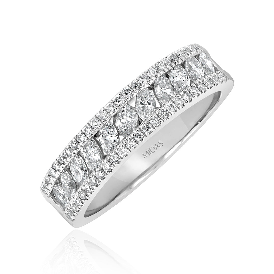 Marquise and Round Diamond Pavé Wedding Band