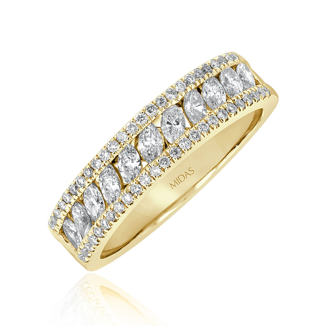 Marquise and Round Diamond Pavé Wedding Band