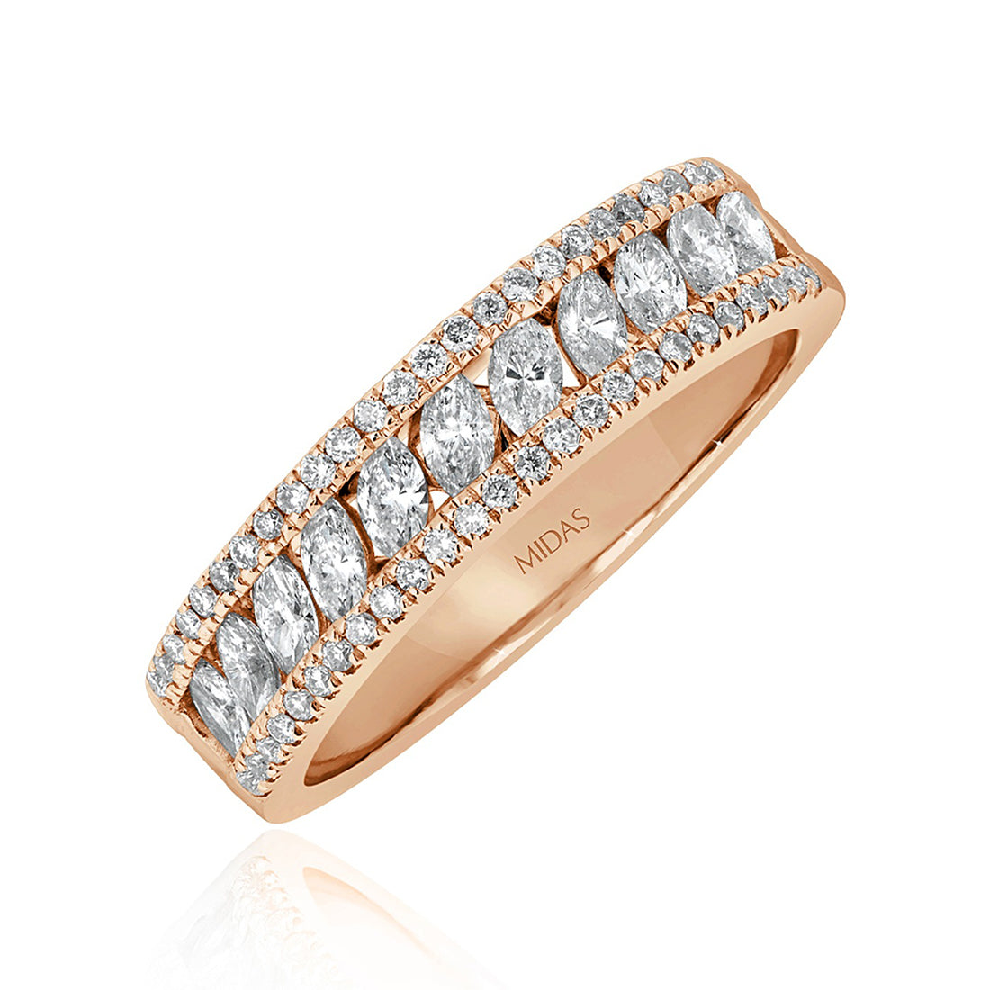 Marquise and Round Diamond Pavé Wedding Band