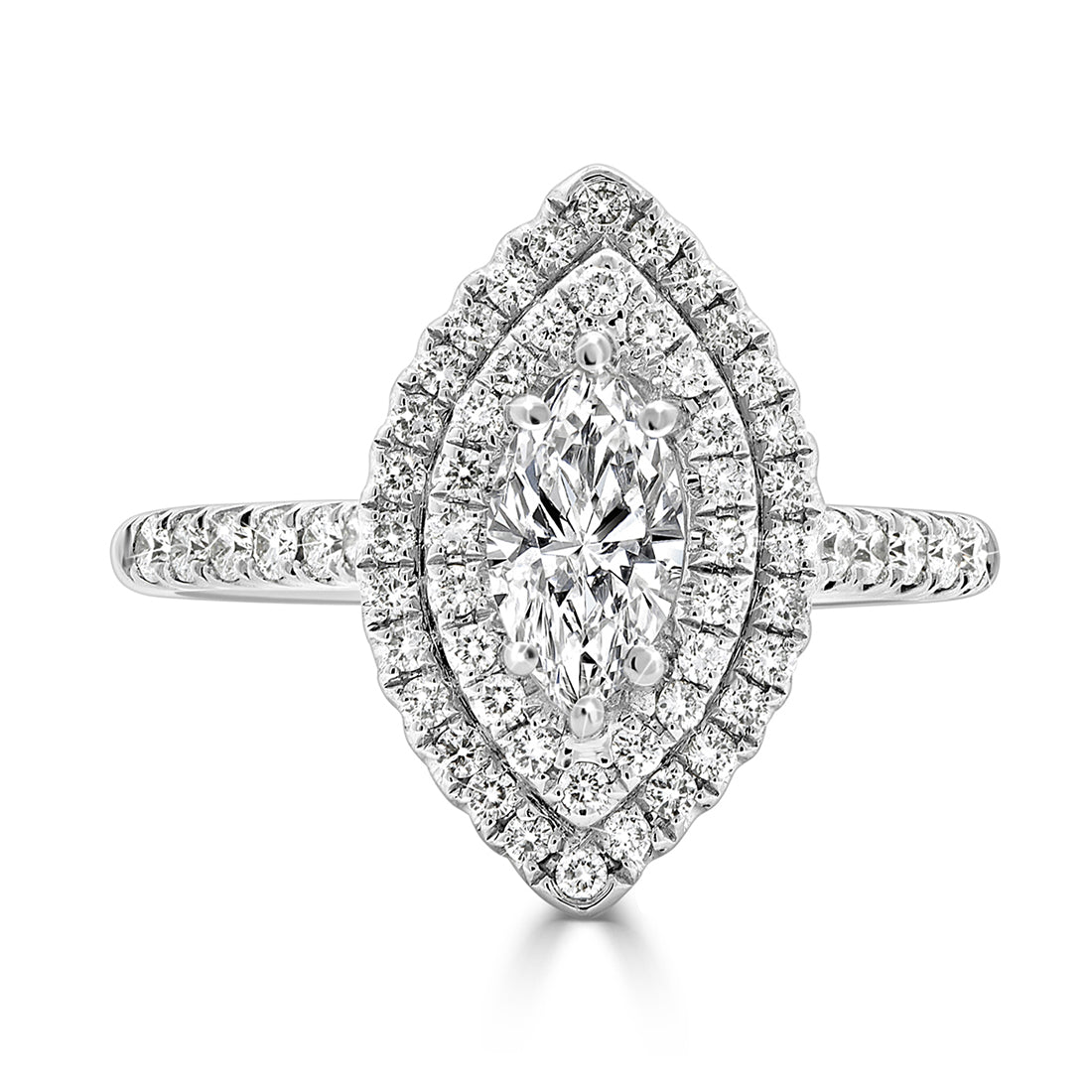 Marquise Cut Double Halo Pavé Diamond Engagement Ring