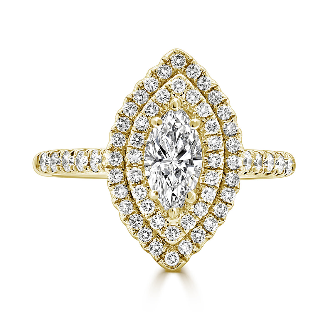 Marquise Cut Double Halo Pavé Diamond Engagement Ring