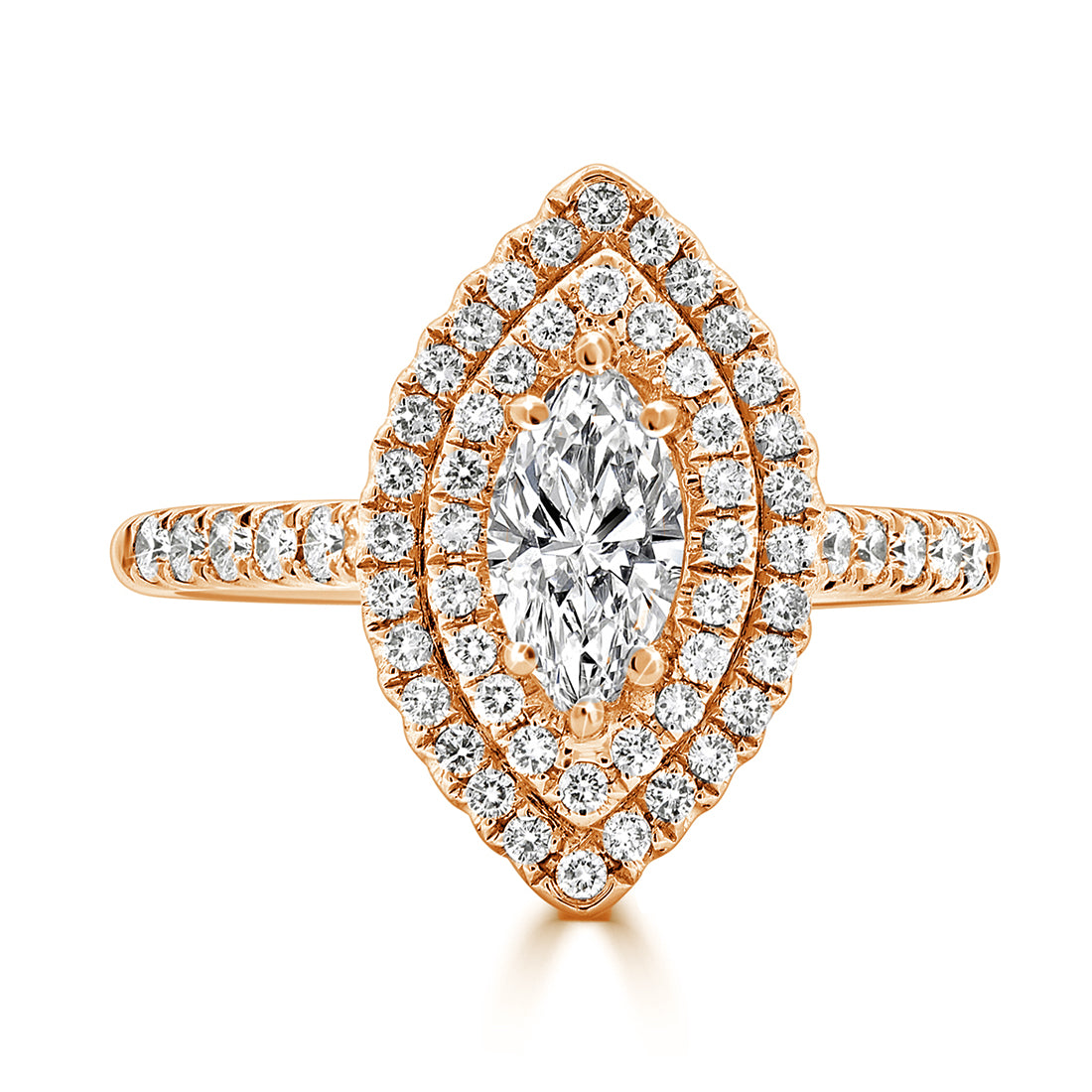Marquise Cut Double Halo Pavé Diamond Engagement Ring