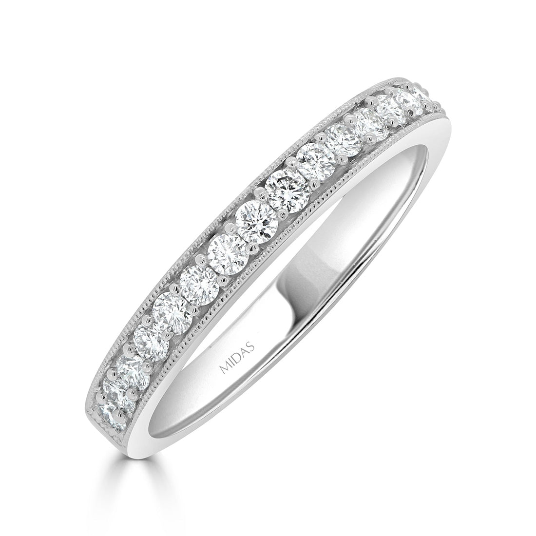 Round Cut Milgrain Diamond Wedding Band