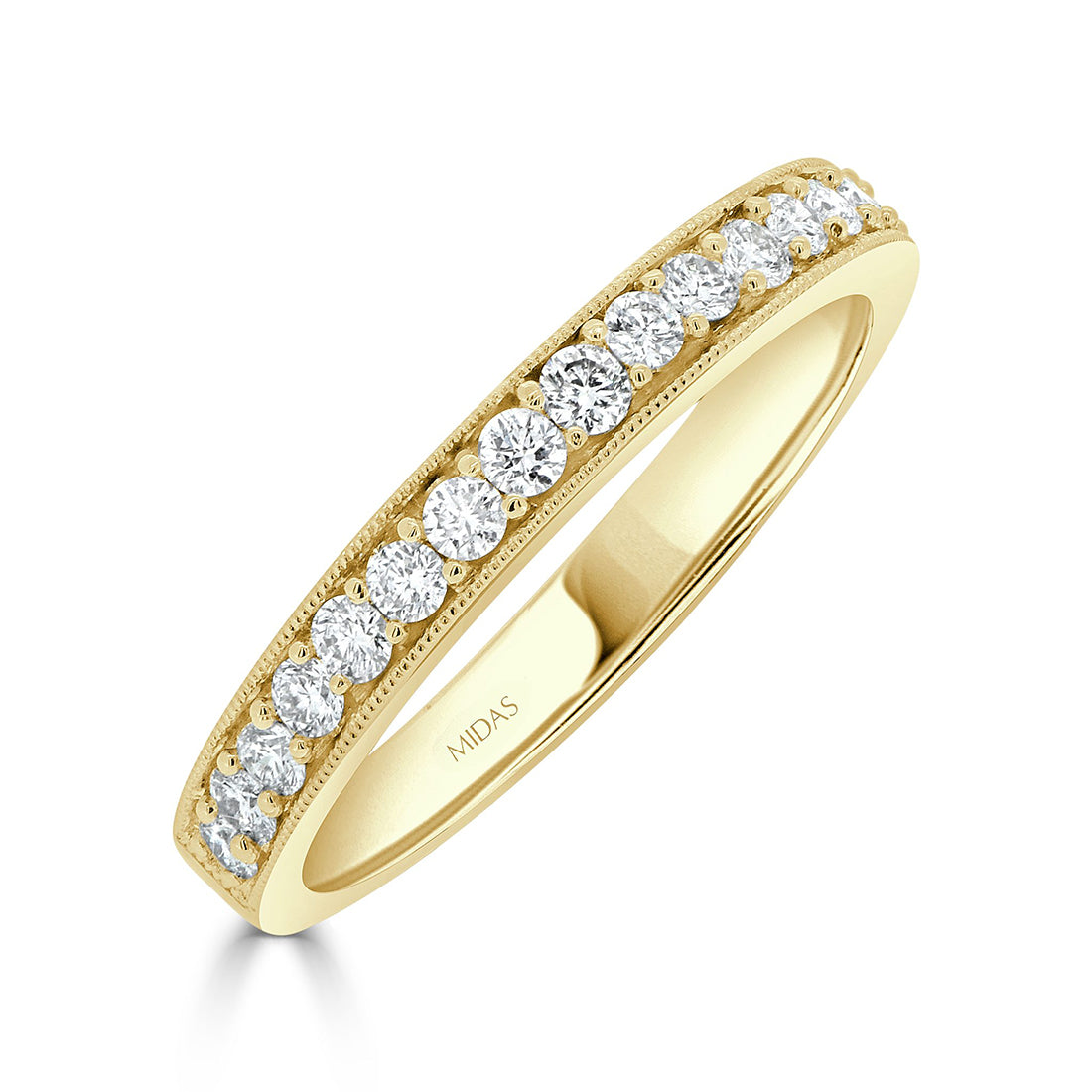 Round Cut Milgrain Diamond Wedding Band