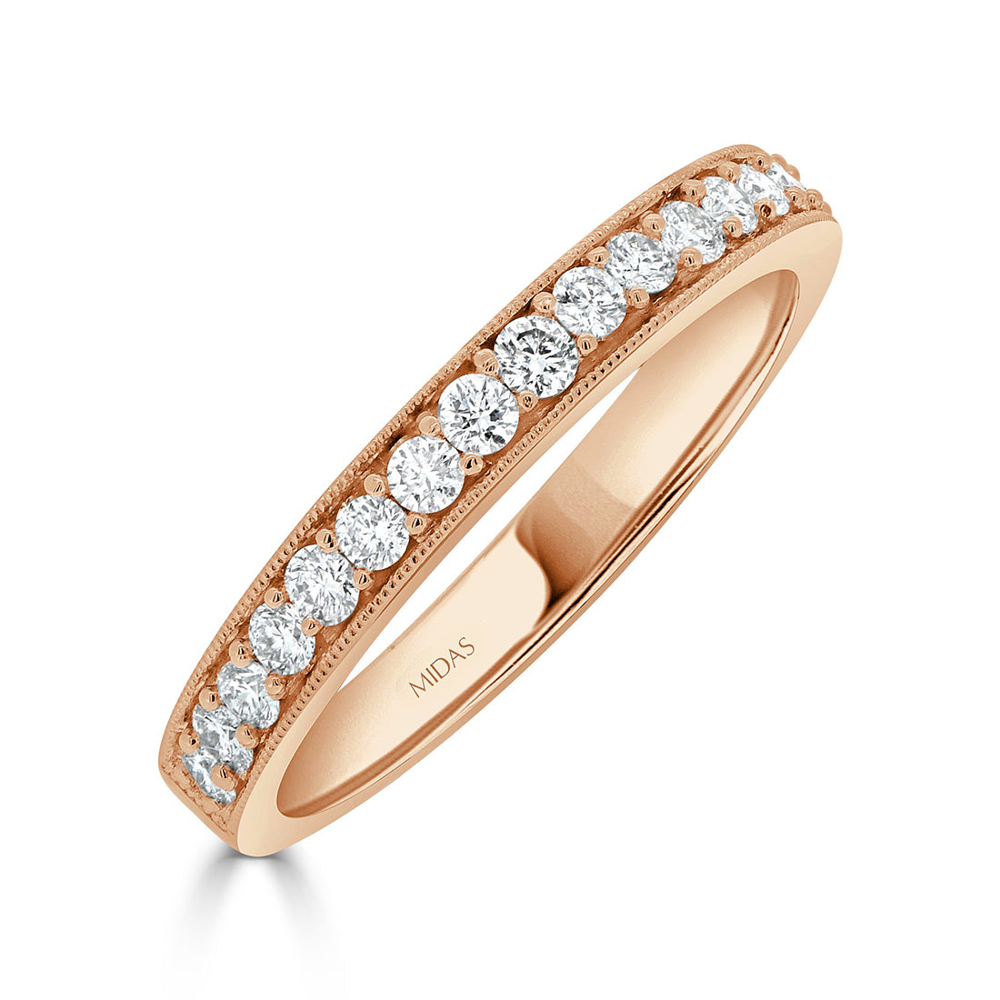 Round Cut Milgrain Diamond Wedding Band