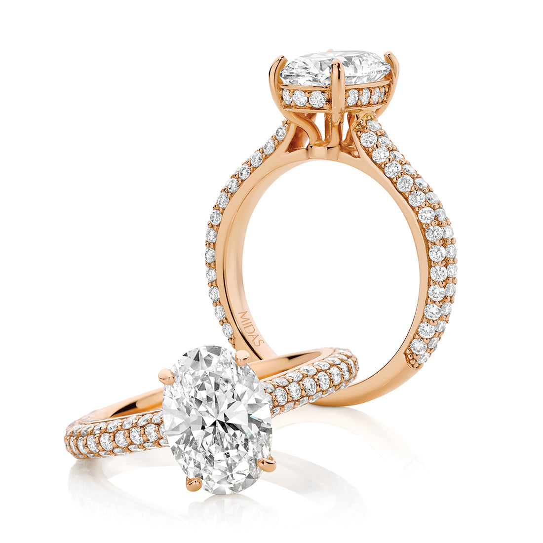 Oval Cut Pavé Set Split Band Diamond Engagement Ring