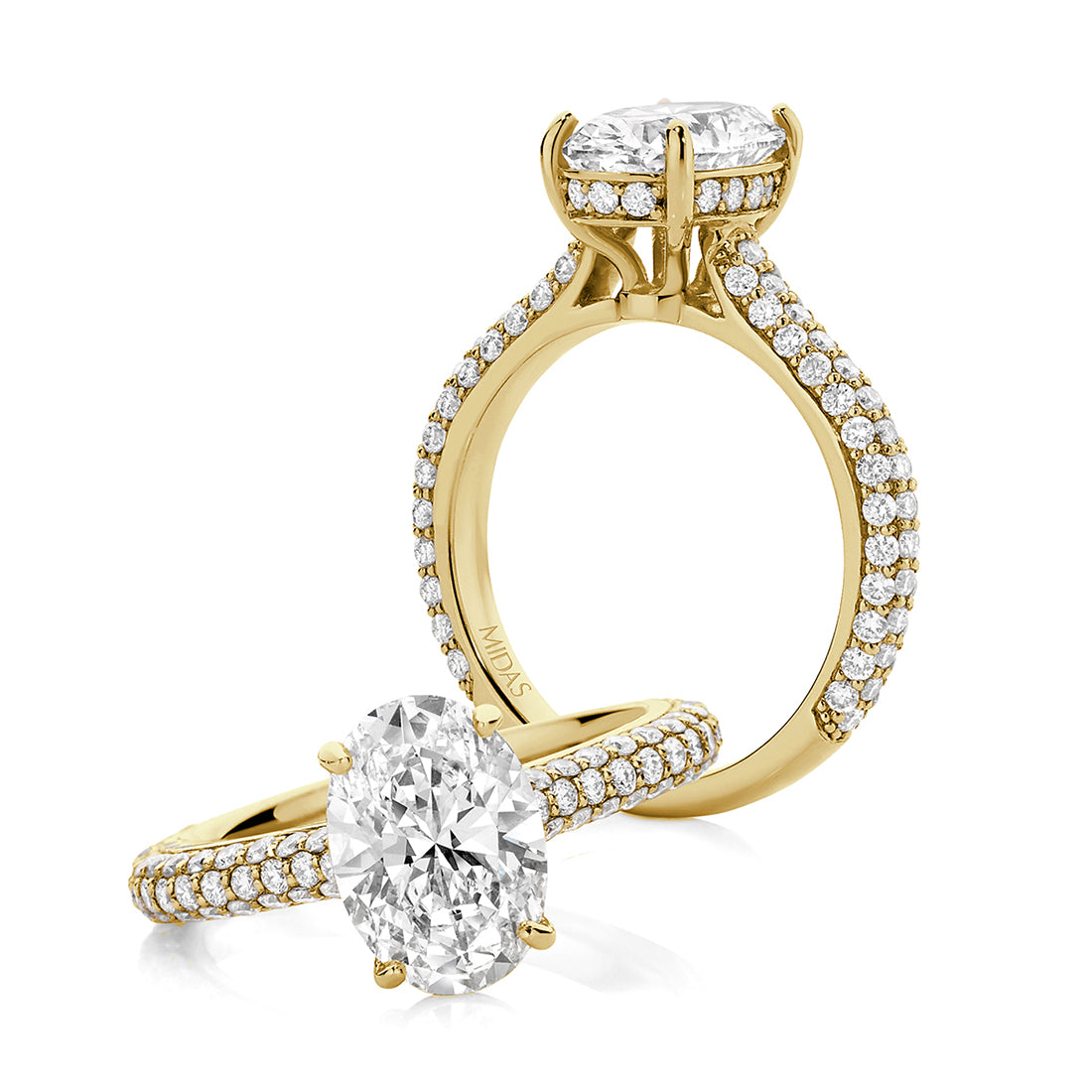 Oval Cut Pavé Set Split Band Diamond Engagement Ring