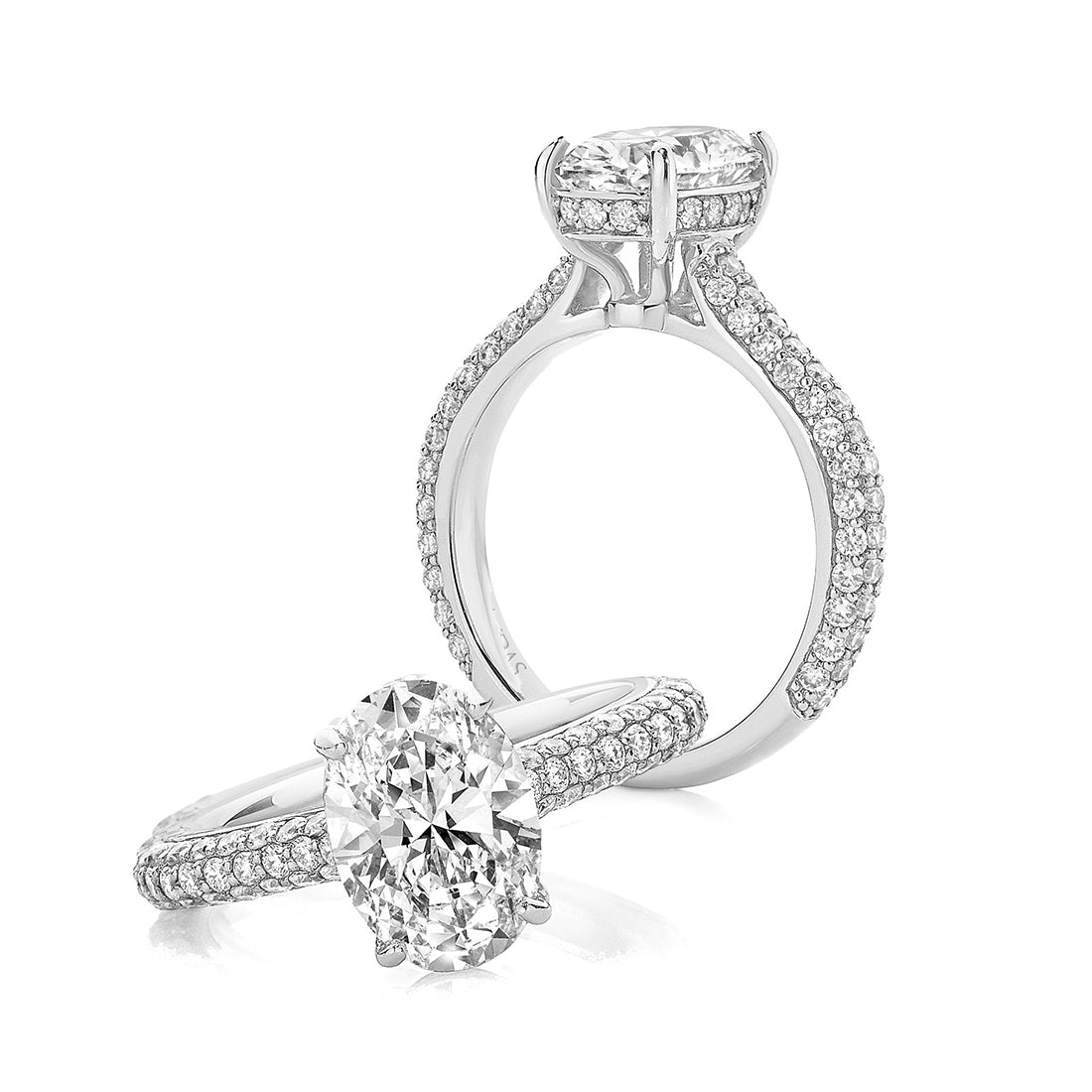 Oval Cut Pavé Set Split Band Diamond Engagement Ring
