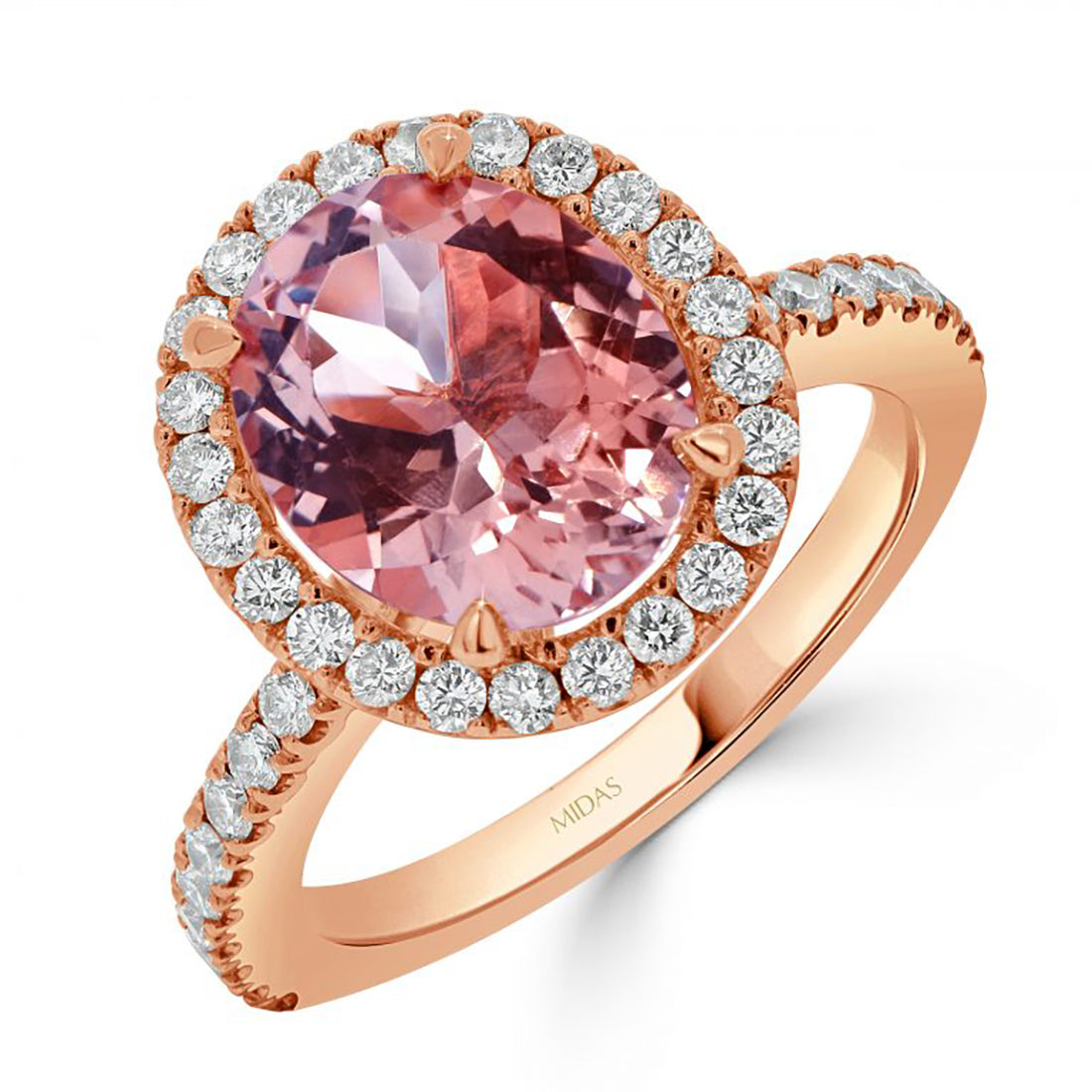 Oval Shape Morganite and Diamond Ring