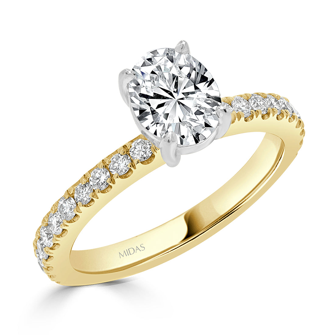 Oval Cut Solitaire Pavé Band Diamond Engagement Ring