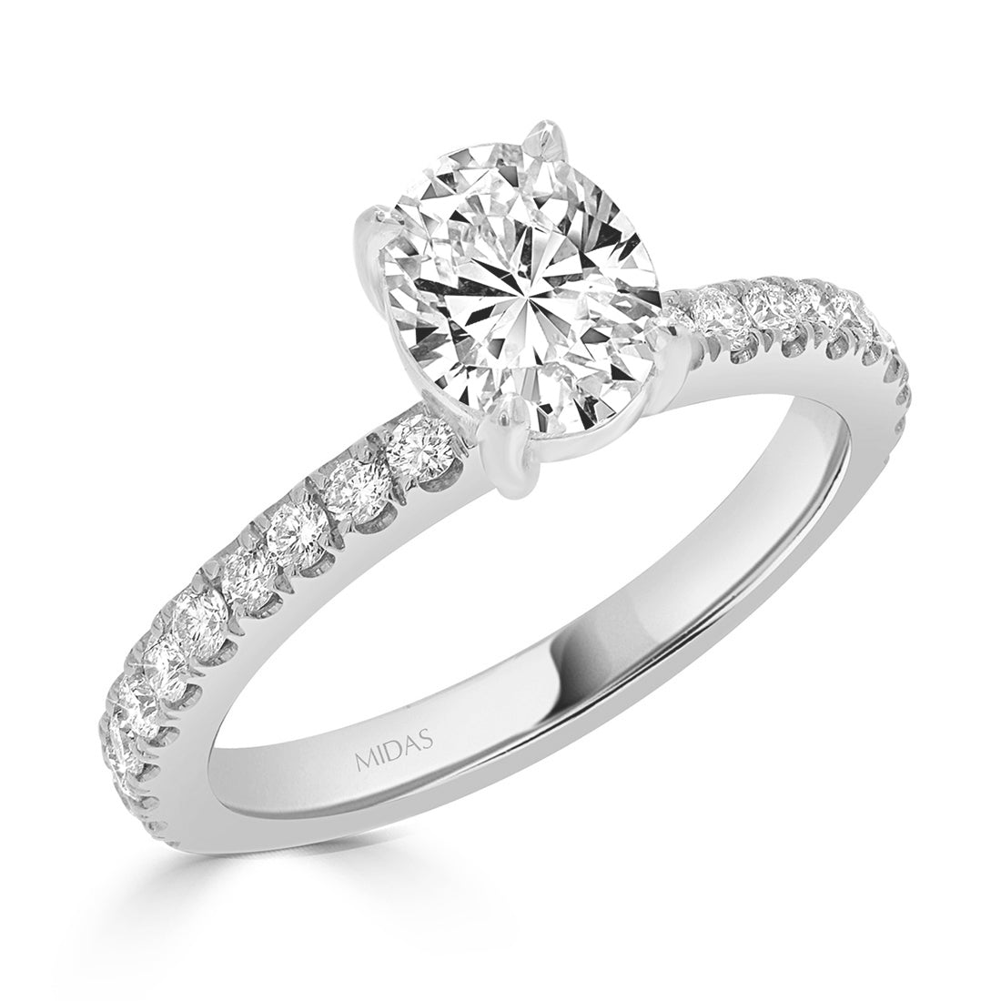 Oval Cut Solitaire Pavé Band Diamond Engagement Ring