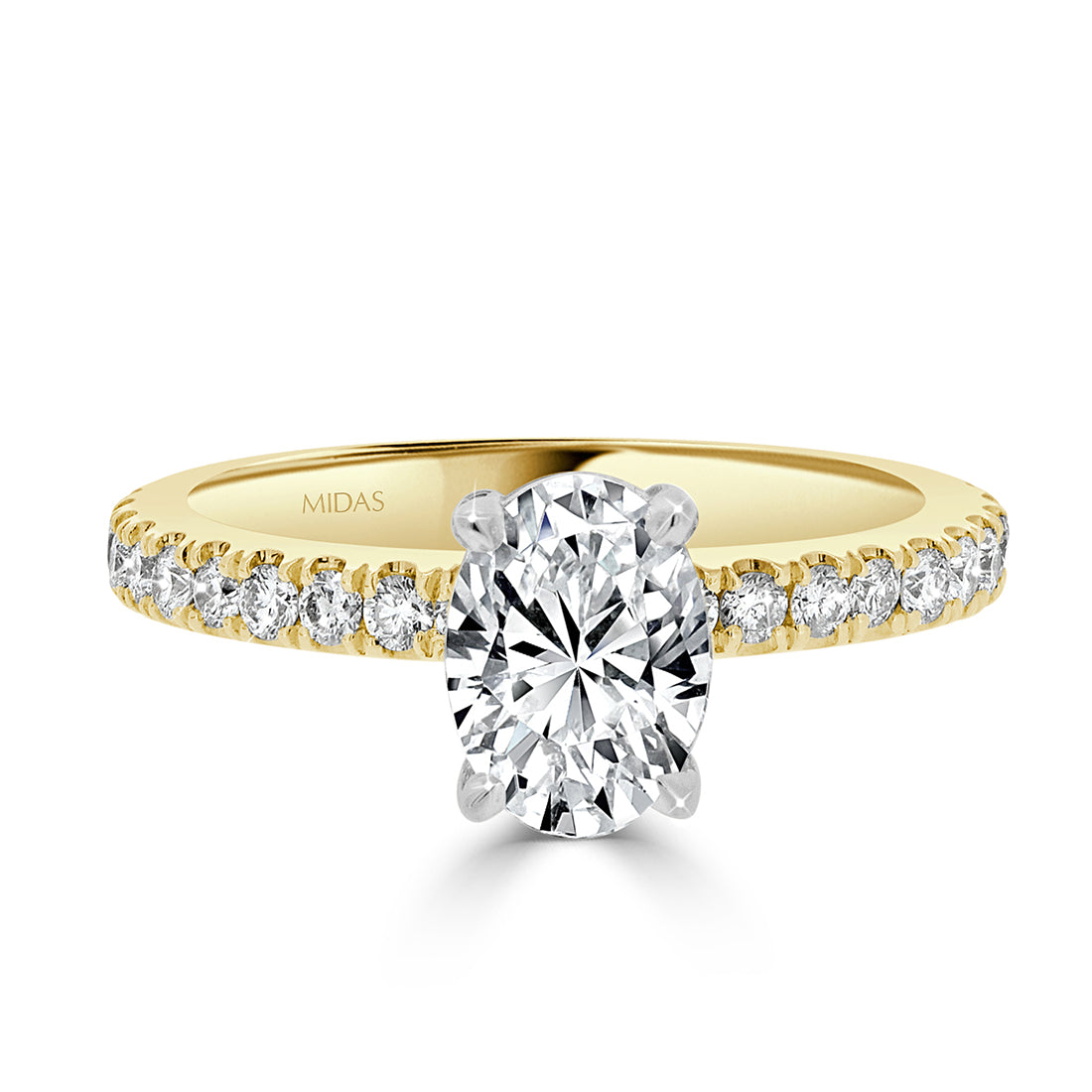 Oval Cut Solitaire Pavé Band Diamond Engagement Ring