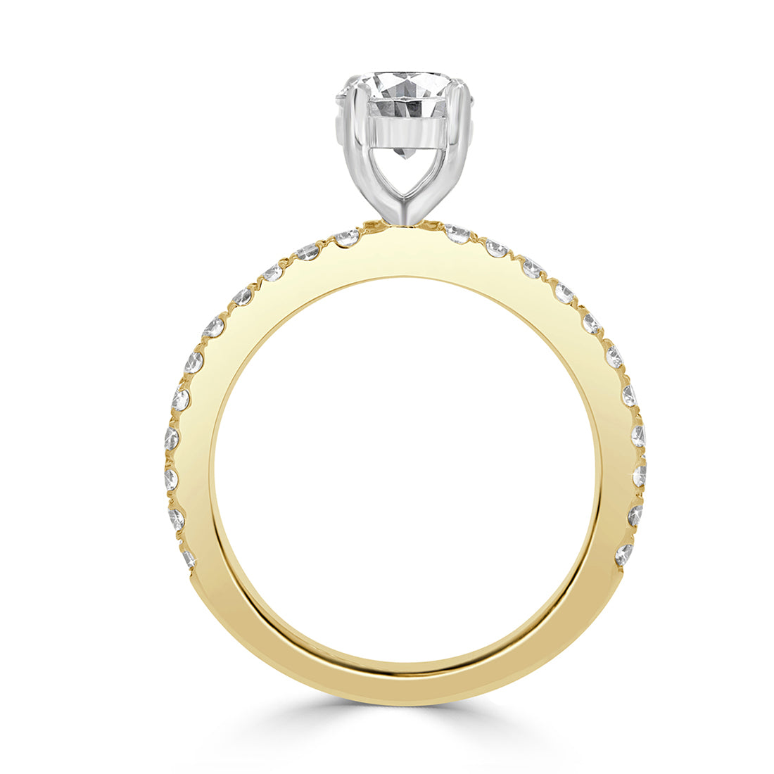 Oval Cut Solitaire Pavé Band Diamond Engagement Ring