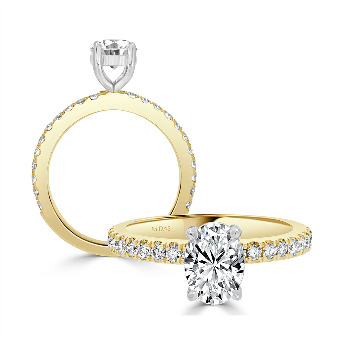 Oval Cut Solitaire Pavé Band Diamond Engagement Ring