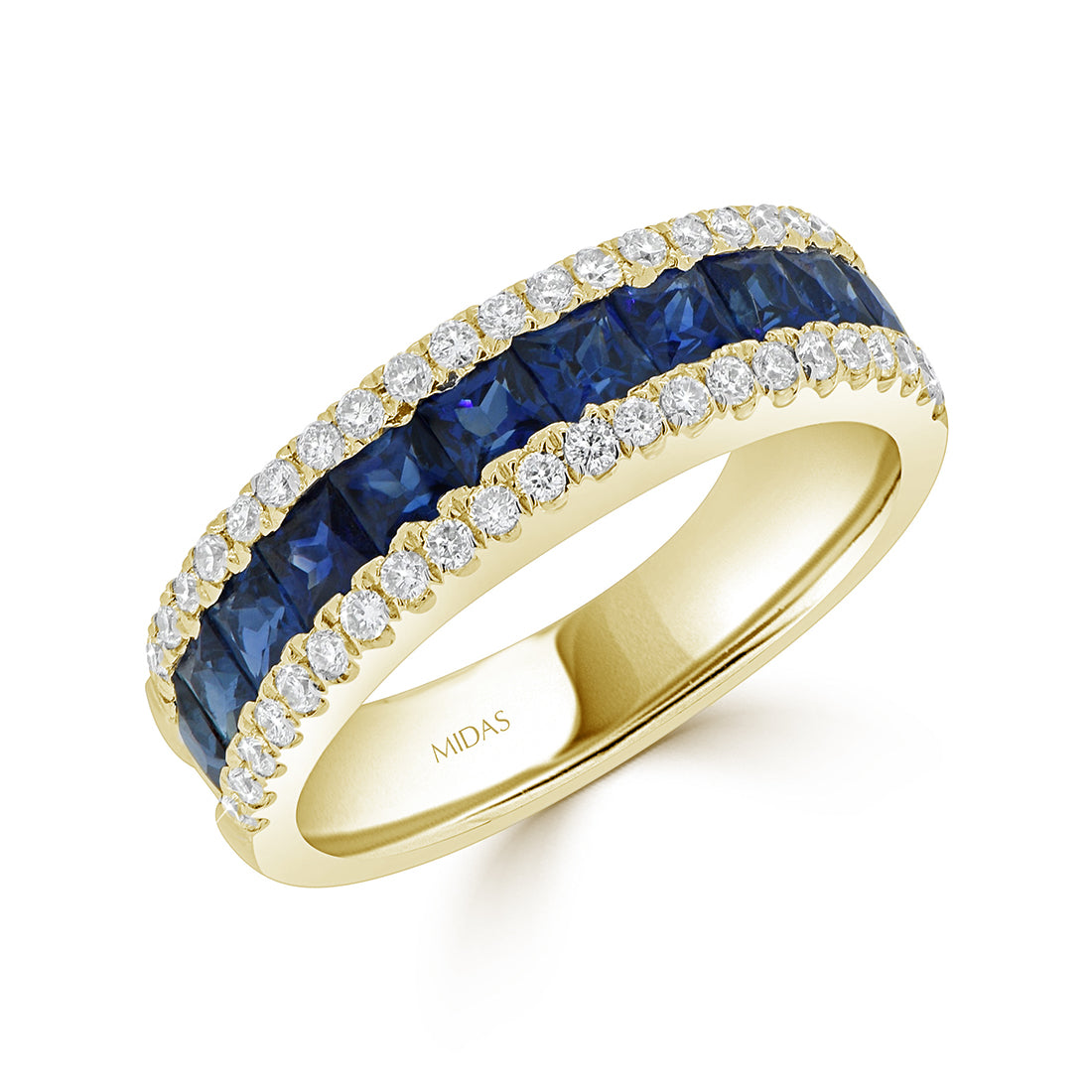 Princess Cut Sapphire and Diamond Channel Set Wedding Band
