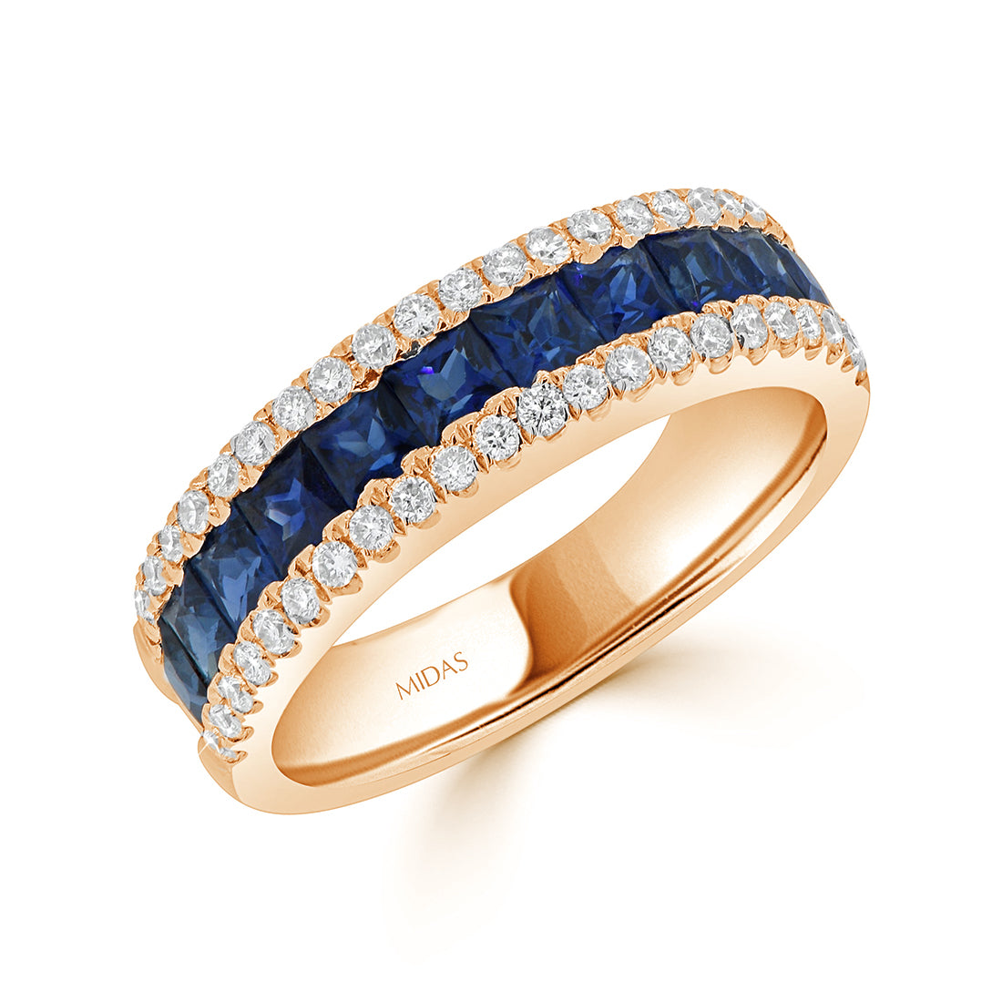 Princess Cut Sapphire and Diamond Channel Set Wedding Band