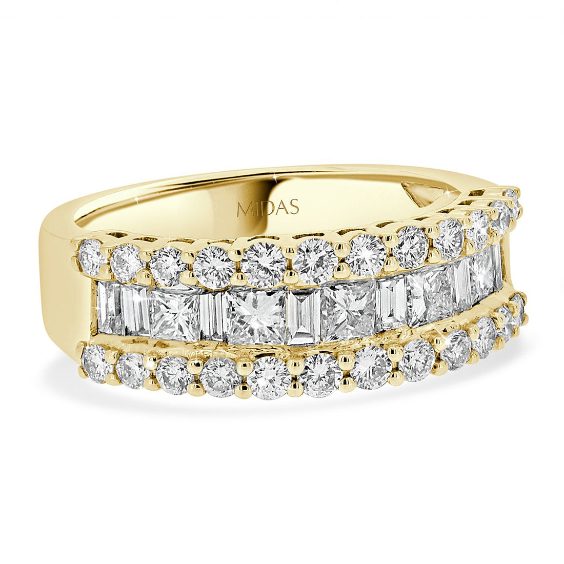 Princess and Baguette Cut Diamond Double Row Wedding Band