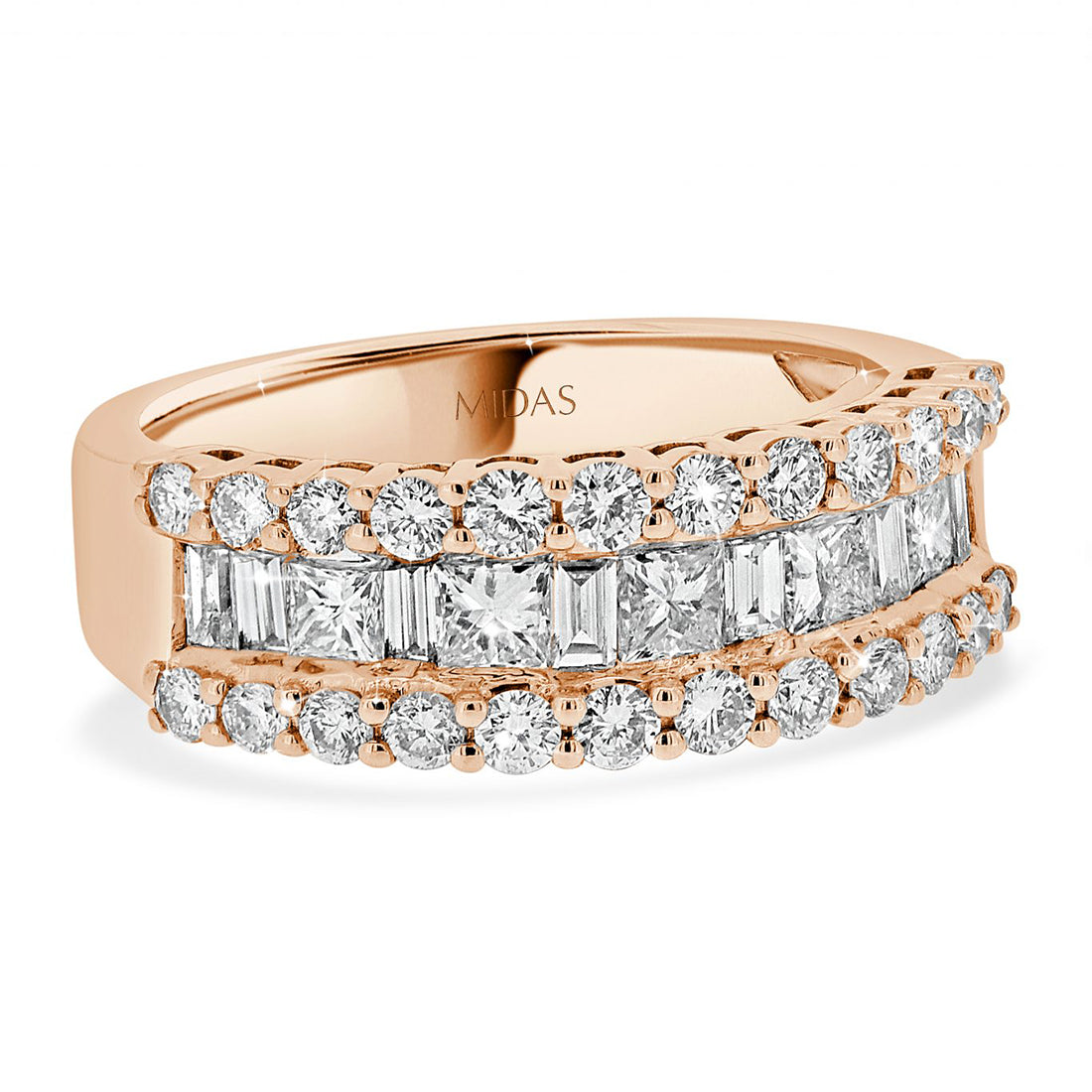 Princess and Baguette Cut Diamond Double Row Wedding Band