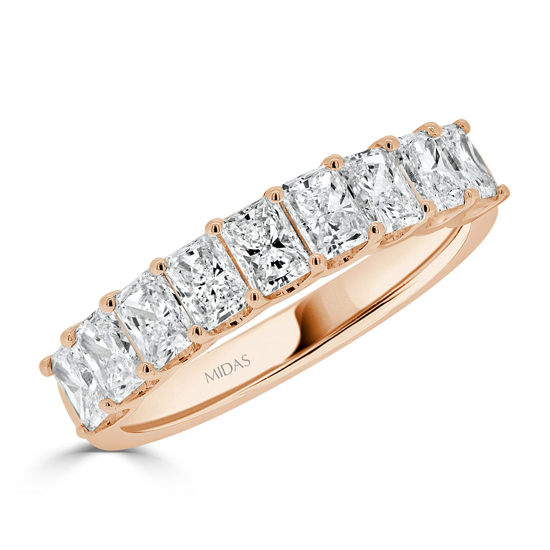 Radiant Cut Diamond Prong Set Wedding Band