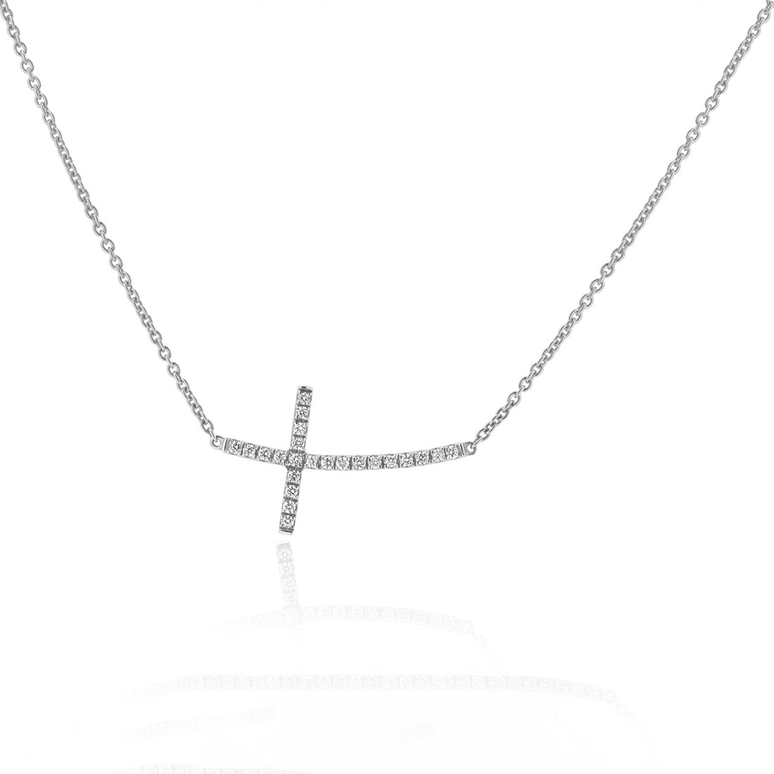 Delicate Cross with Round Brilliant Diamonds