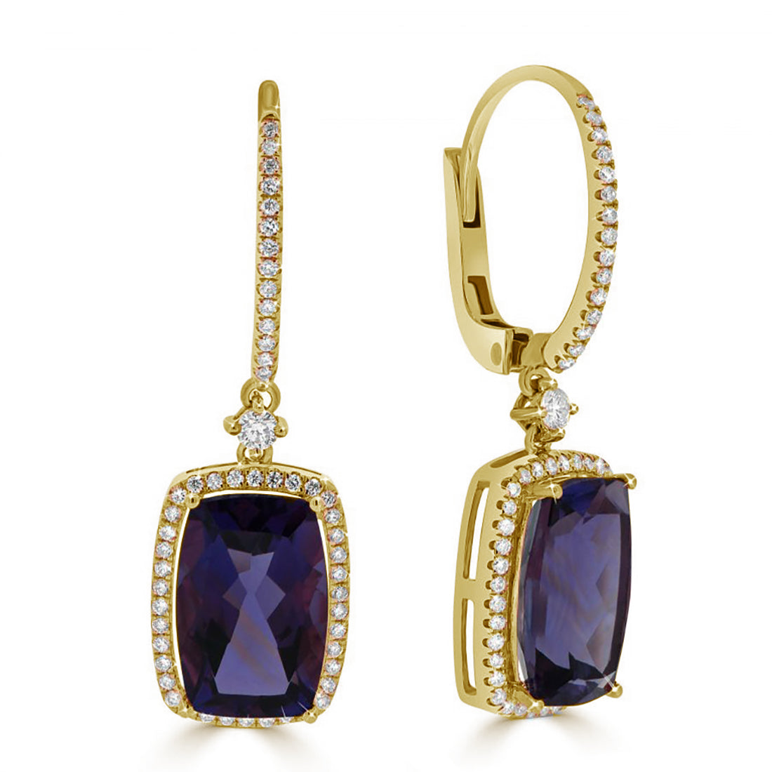 Cushion Cut Halo Diamond Drop Earrings