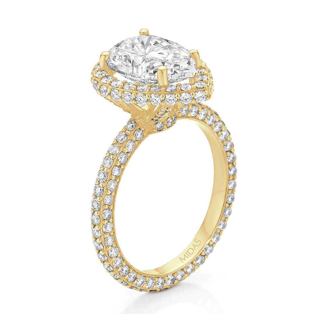 Pear Cut Pavé Halo Diamond Engagement Ring