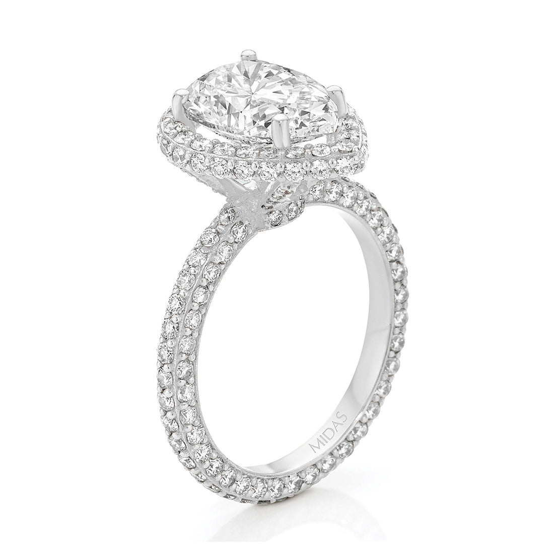 Pear Cut Pavé Halo Diamond Engagement Ring
